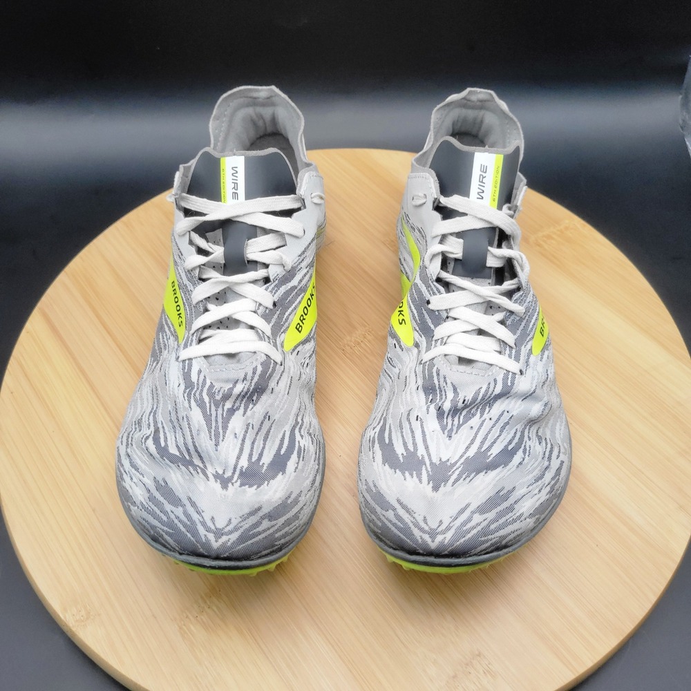 Brooks Wire 6 Mens Track Spikes Grey Neon Yellow 1000351D051 Sz 7.5 Racing Shoes - Picture 2 of 8